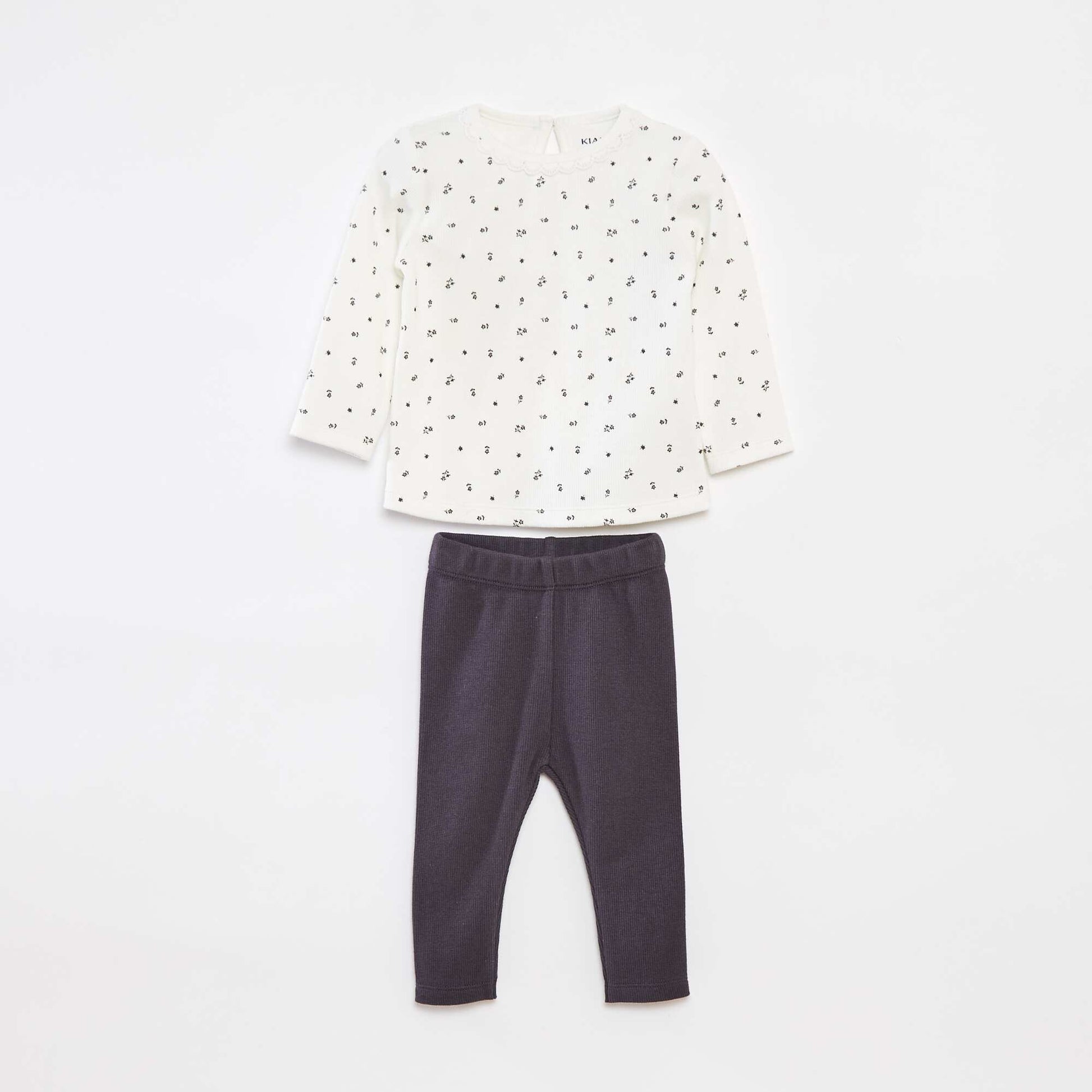 Ensemble t-shirt à manches longues + legging - 2 pièces BLANC