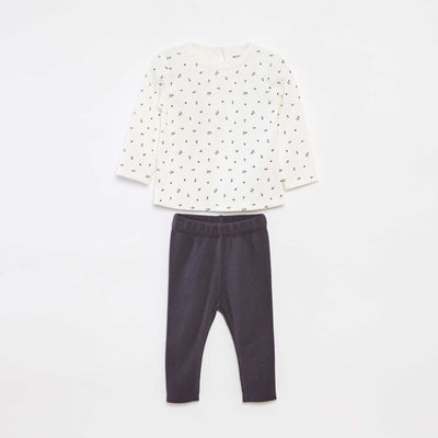 Ensemble t-shirt à manches longues + legging - 2 pièces BLANC