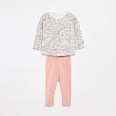 Ensemble t-shirt à manches longues + legging - 2 pièces BLANC