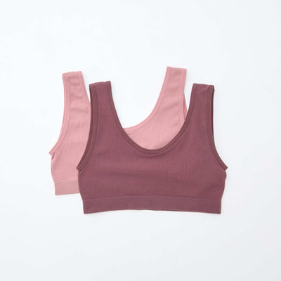 Lot de 2 brassières en maille côtelée unie ROSE