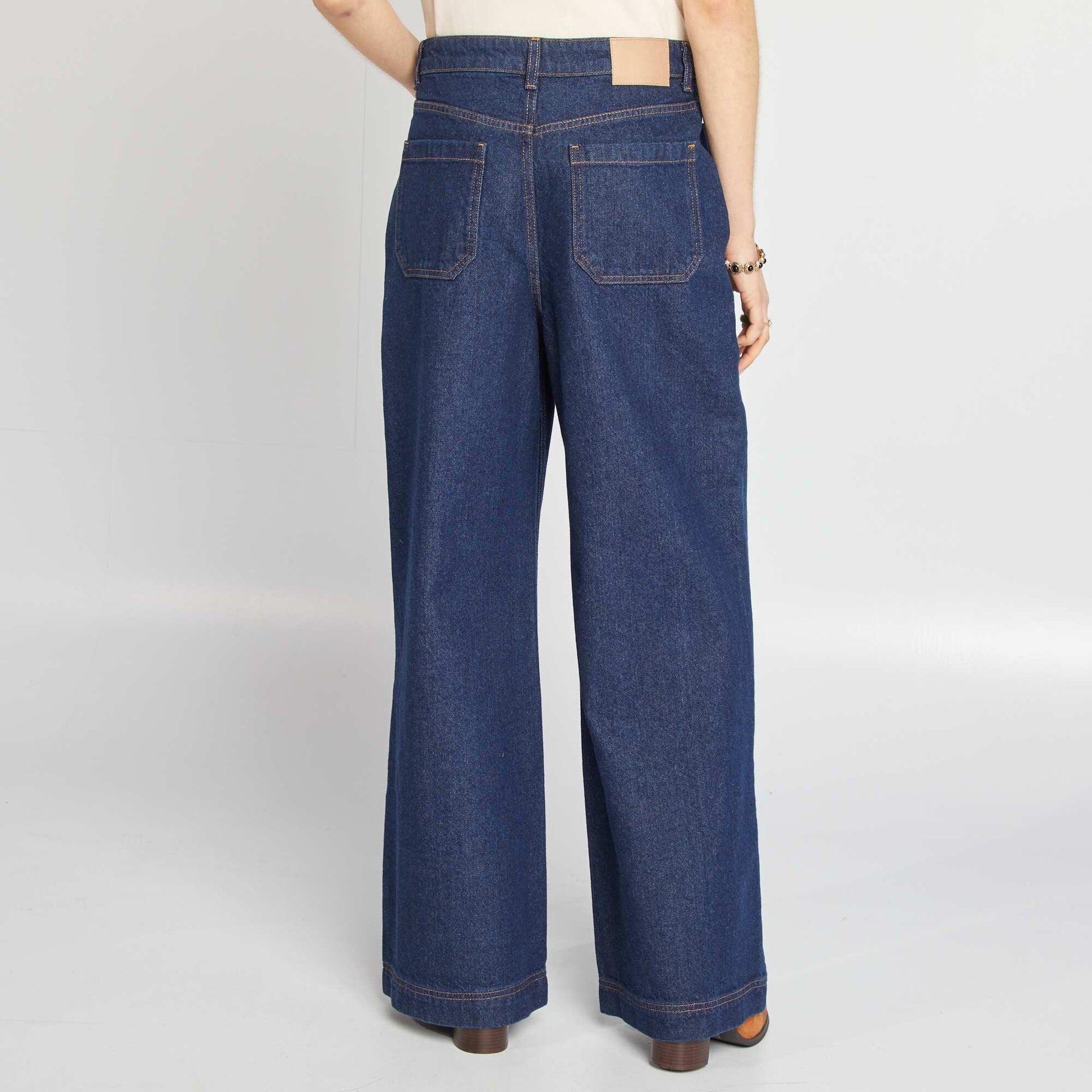 Jean coupe large taille haute BLEU