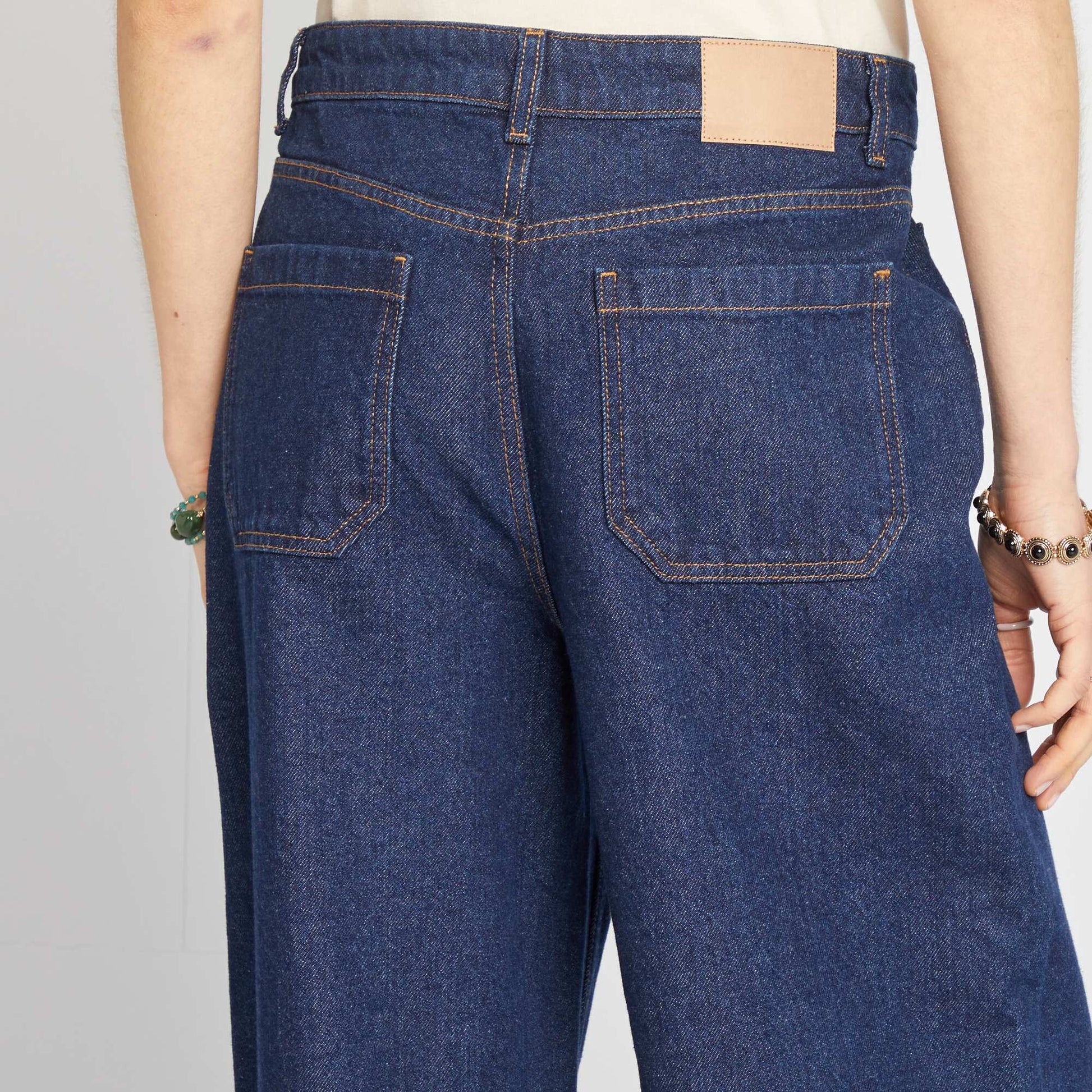 Jean coupe large taille haute BLEU