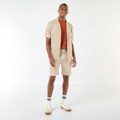 Bermuda matière type crépon à rayures BEIGE