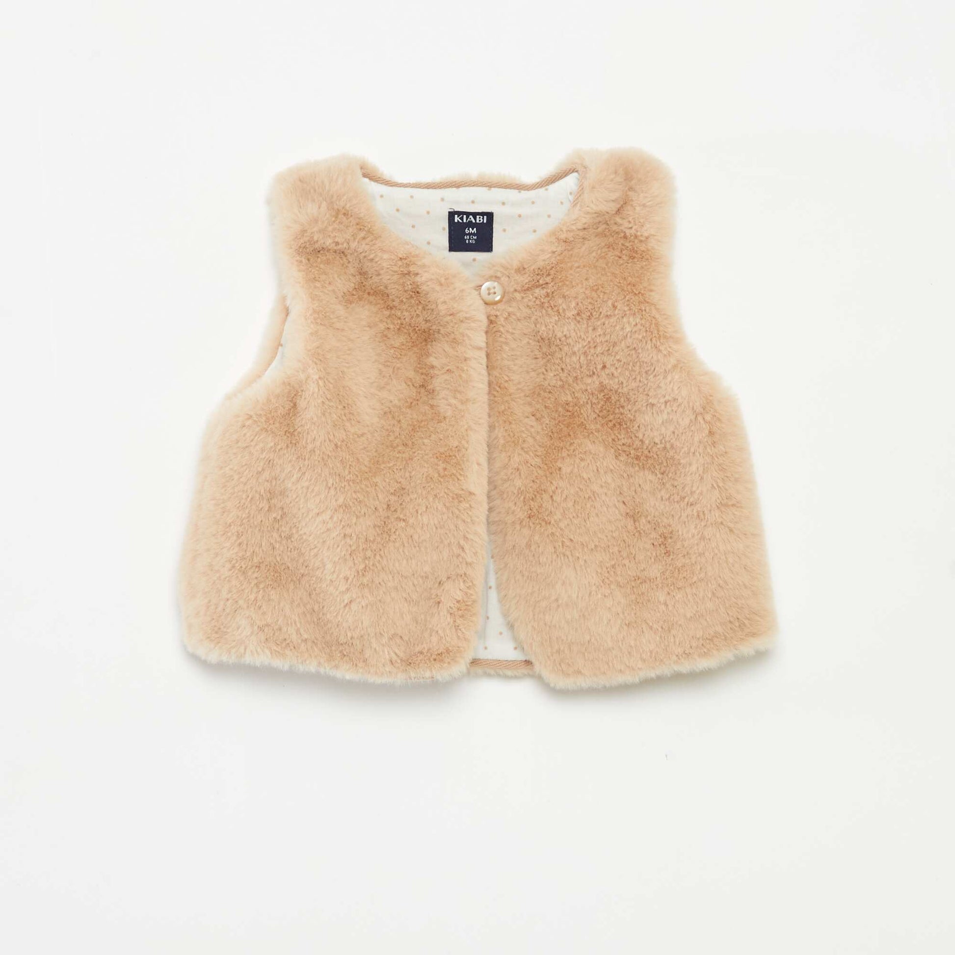 Gilet sans manches en fausse fourrure BEIGE
