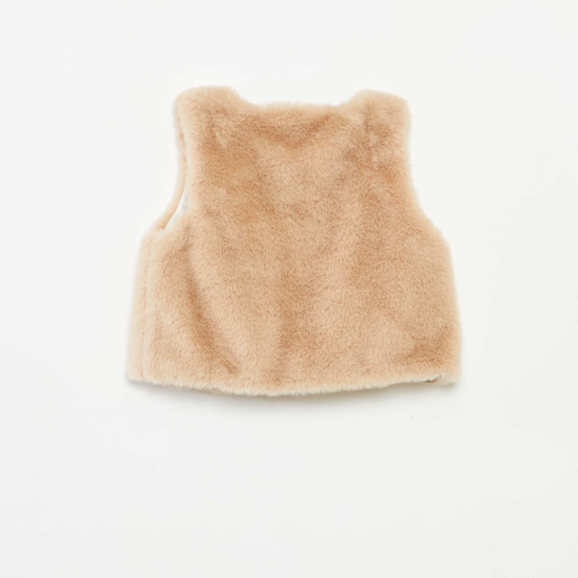 Gilet sans manches en fausse fourrure BEIGE