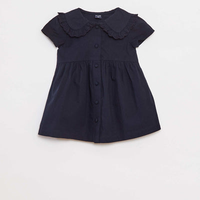 Robe en popeline avec ouverture boutonnée BLEU