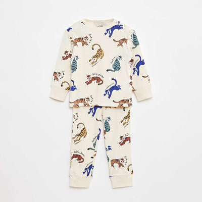 Ensemble pyjama côtelé & imprimé - 2 pièces BLANC