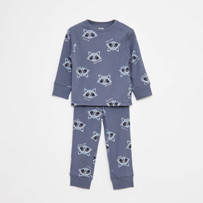 Ensemble pyjama côtelé & imprimé - 2 pièces BLEU
