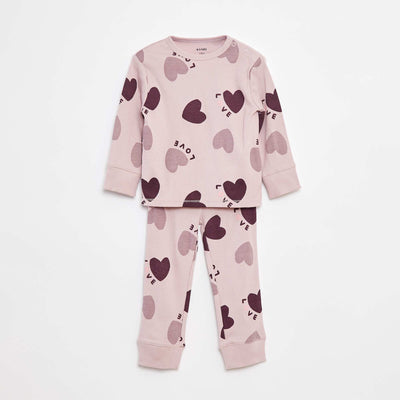 Ensemble pyjama côtelé & imprimé - 2 pièces VIOLET