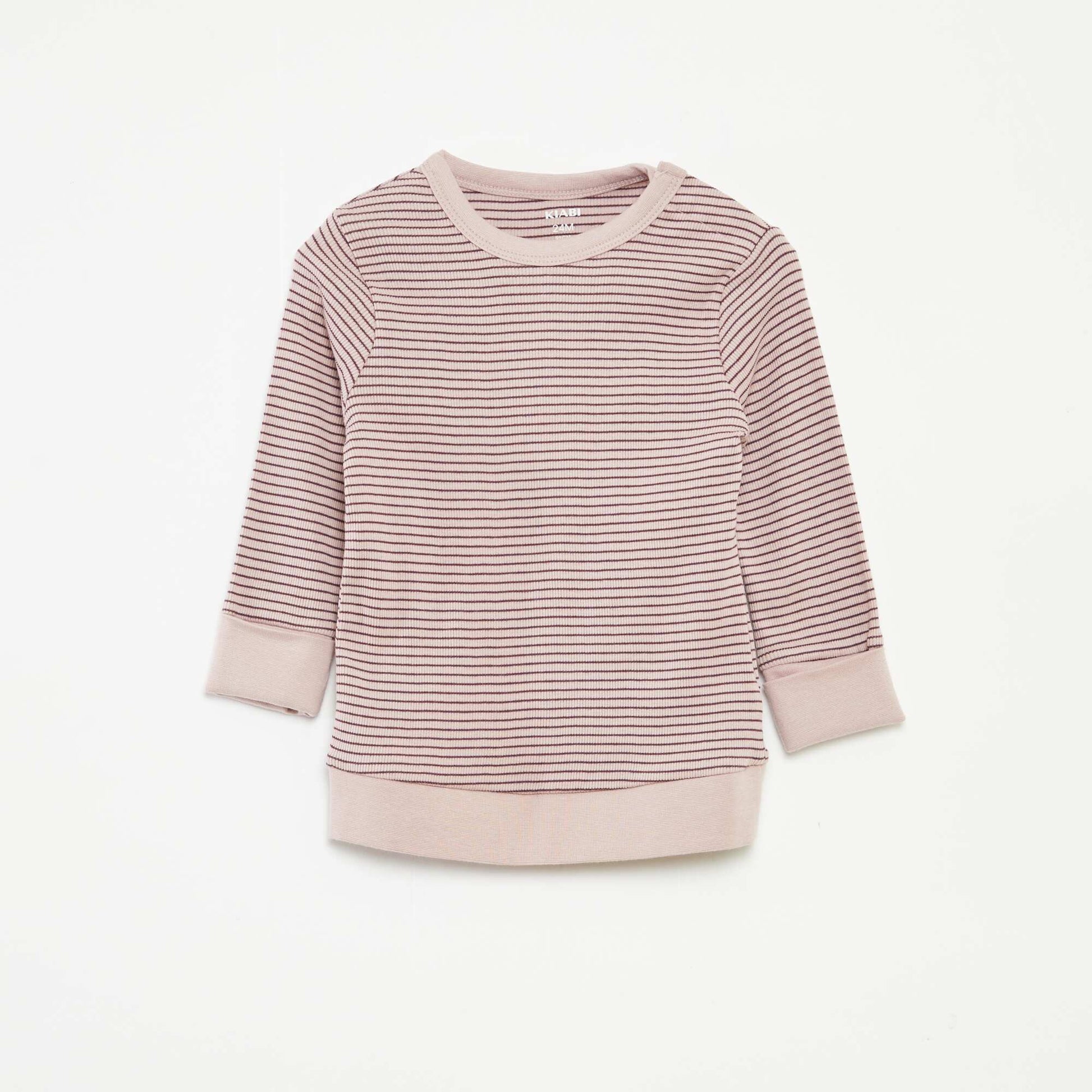 Ensemble de pyjama long t-shirt + pantalon à rayures - 2 pièces VIOLET