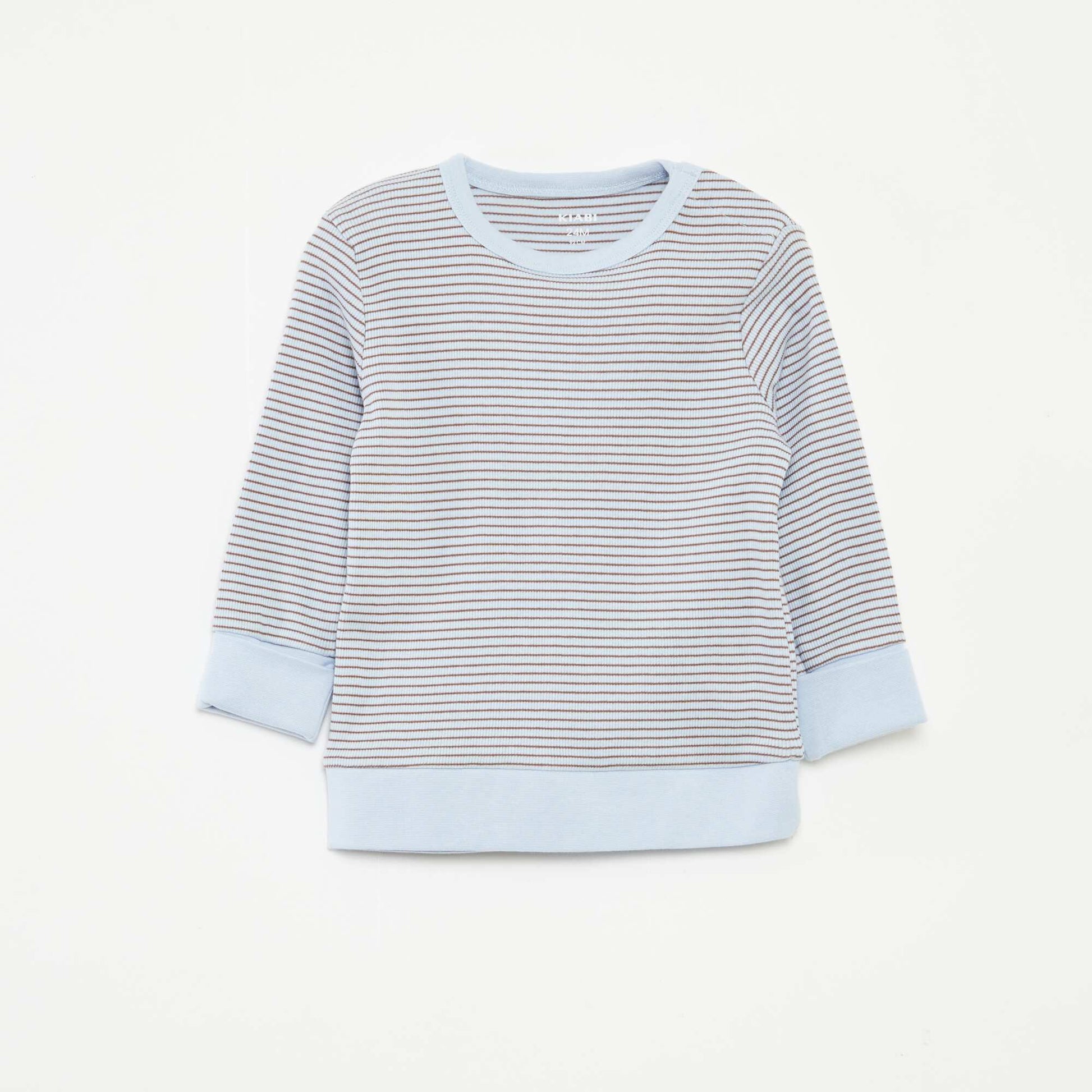 Ensemble de pyjama long t-shirt + pantalon à rayures - 2 pièces BLEU