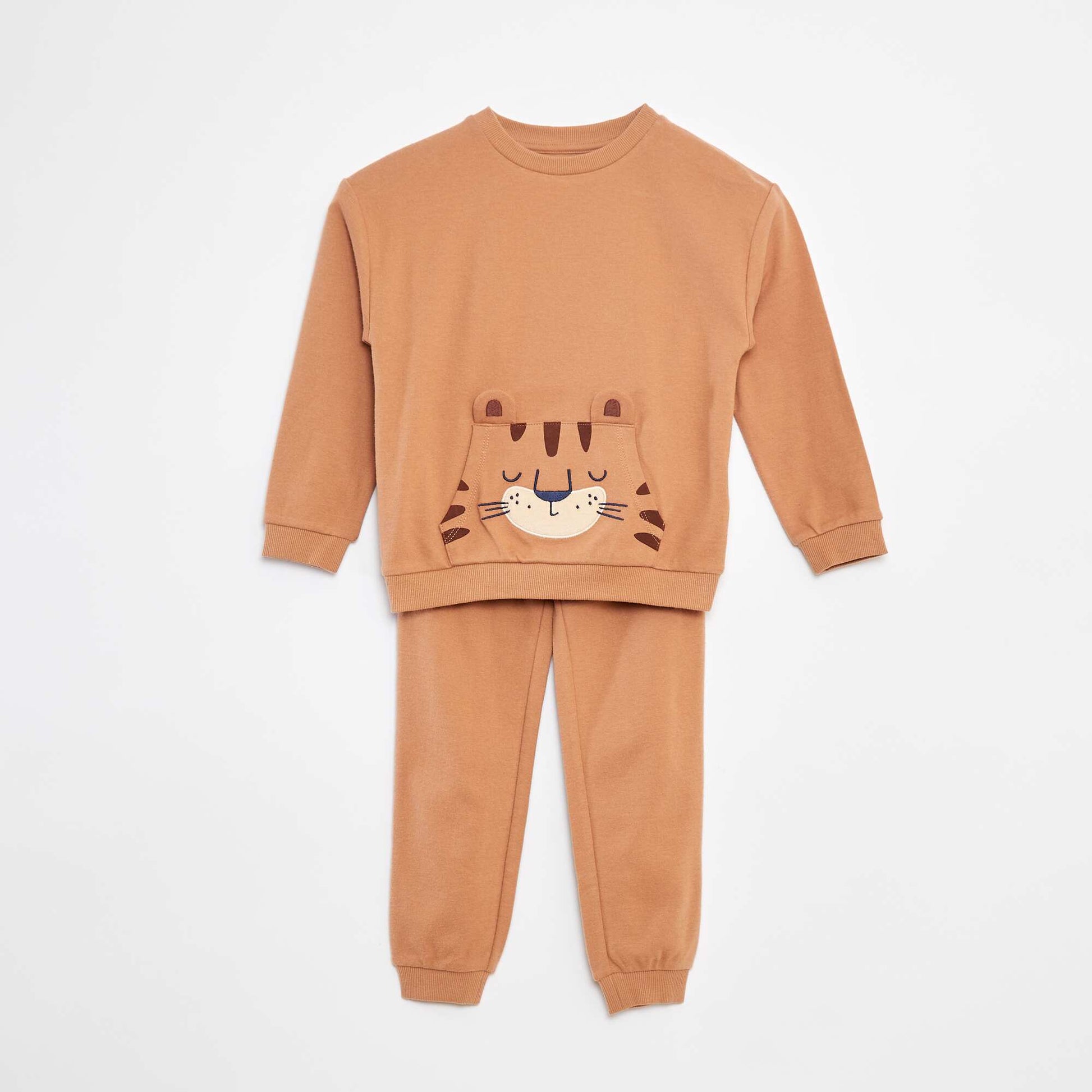 Ensemble pyjama long t-shirt + pantalon - 2 pièces MARRON