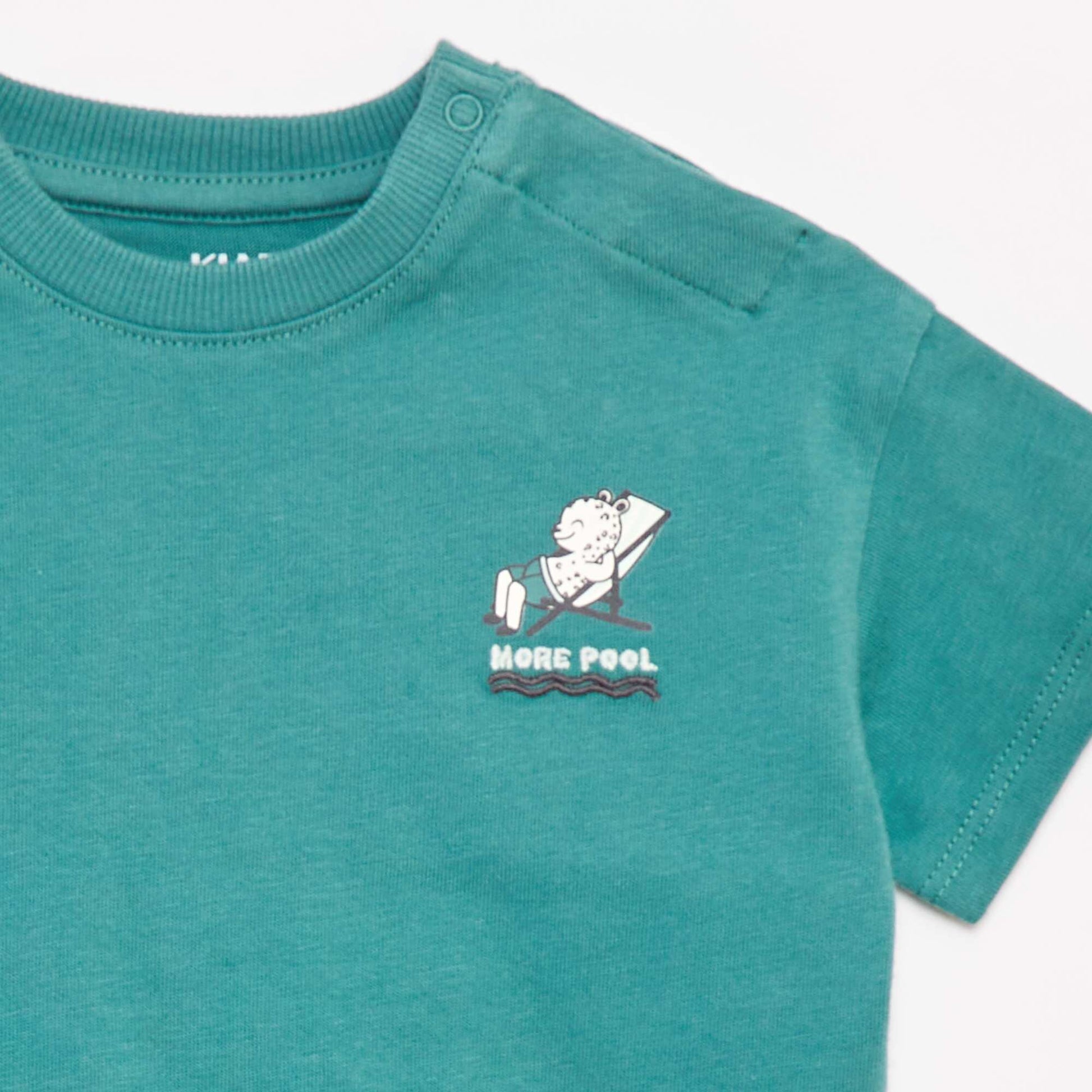 T-shirt imprimé poitrine & dos VERT