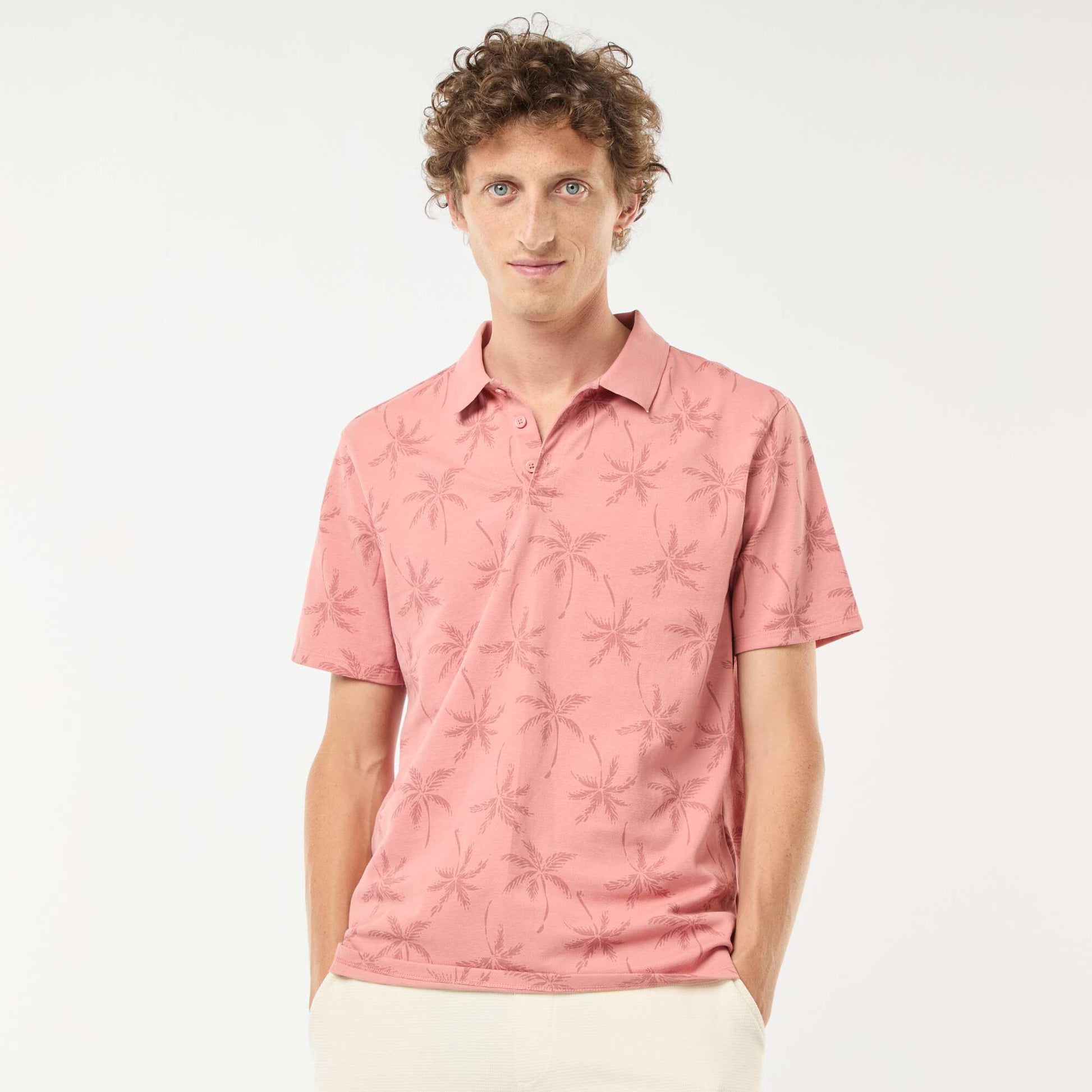 Polo en maille piquée avec motif all-over ROSE