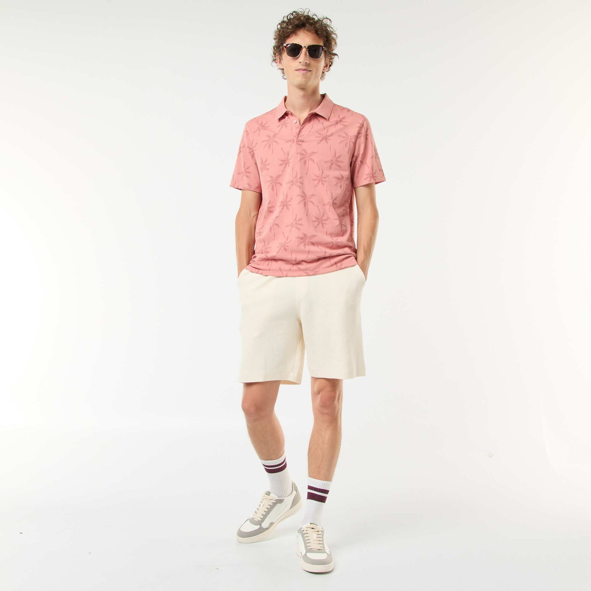 Polo en maille piquée avec motif all-over ROSE