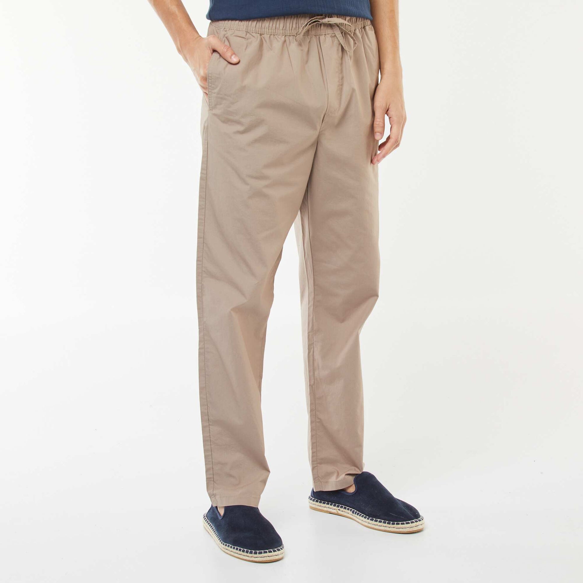 Pantalon droit à ceinture élastiquée BEIGE