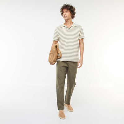 Pantalon droit à ceinture élastiquée KAKI