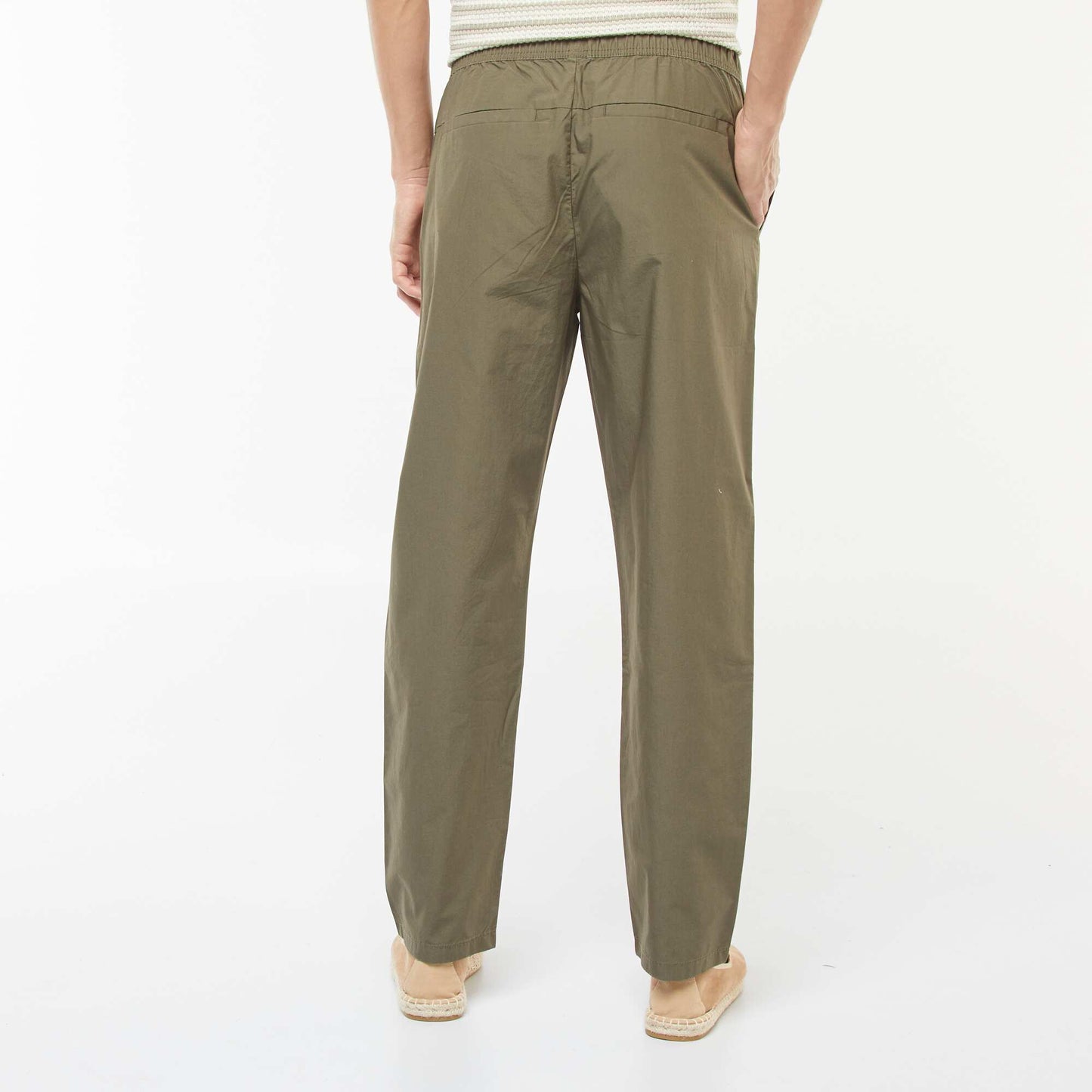 Pantalon droit à ceinture élastiquée KAKI