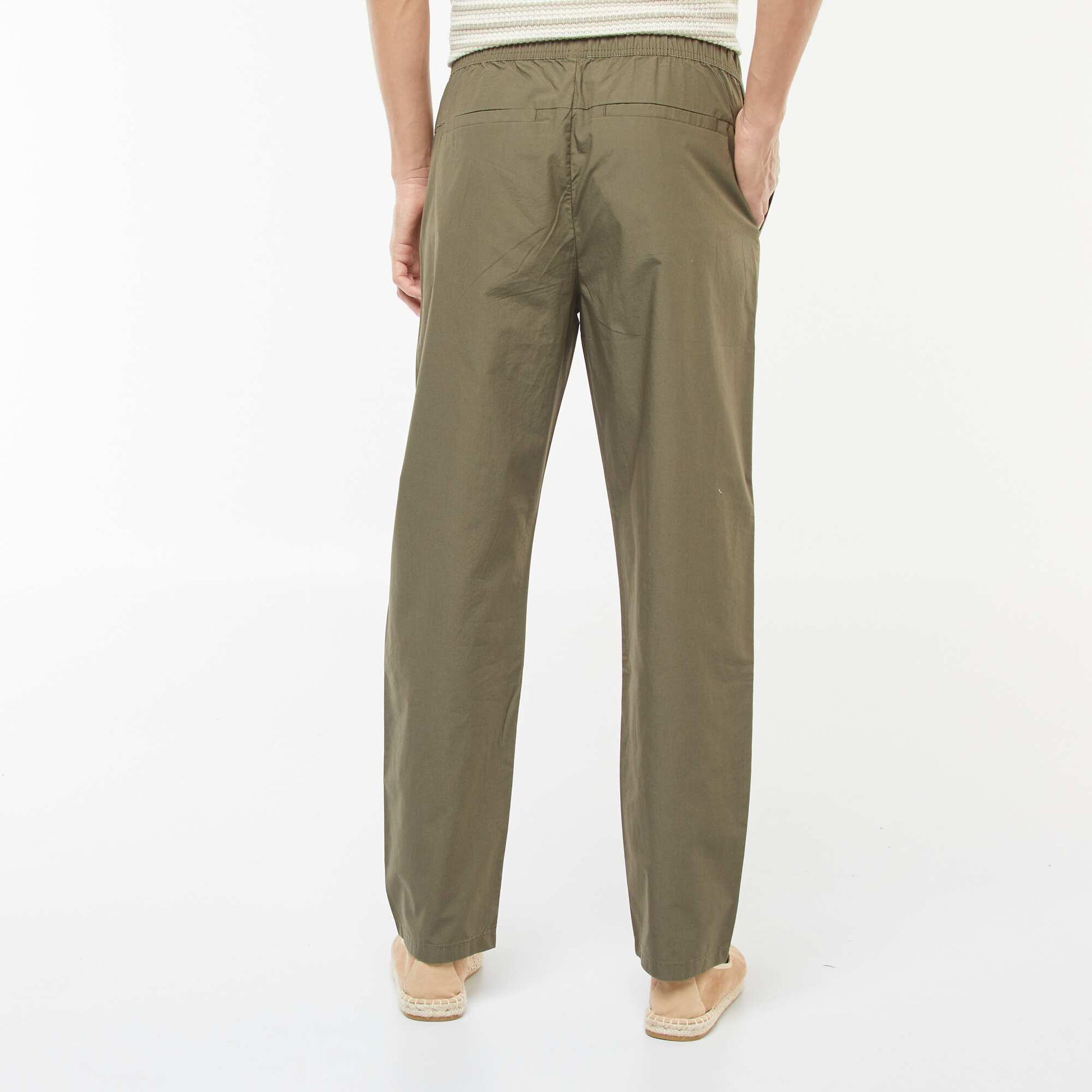 Pantalon droit à ceinture élastiquée KAKI