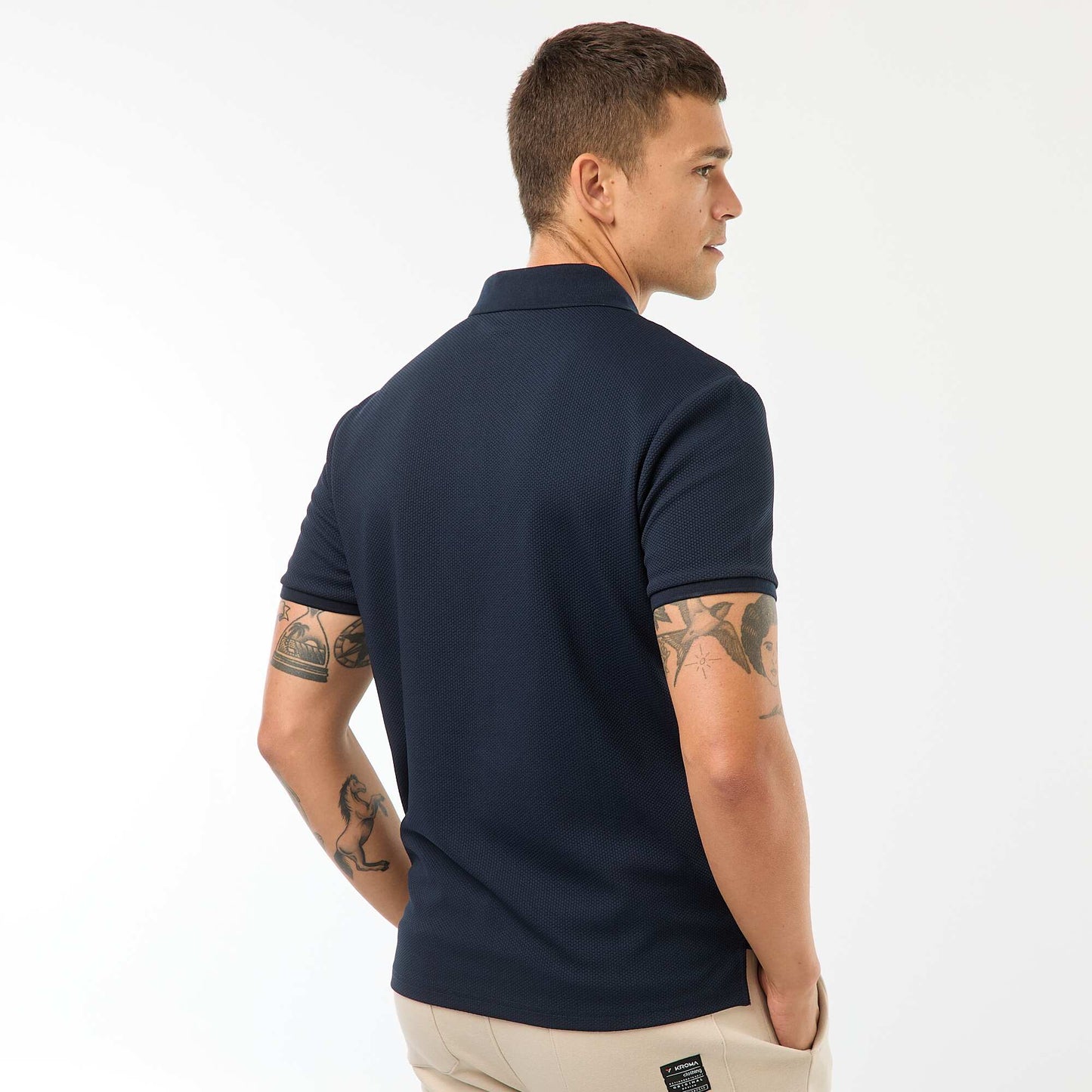 Polo en nid d'abeilles et col zippé BLEU