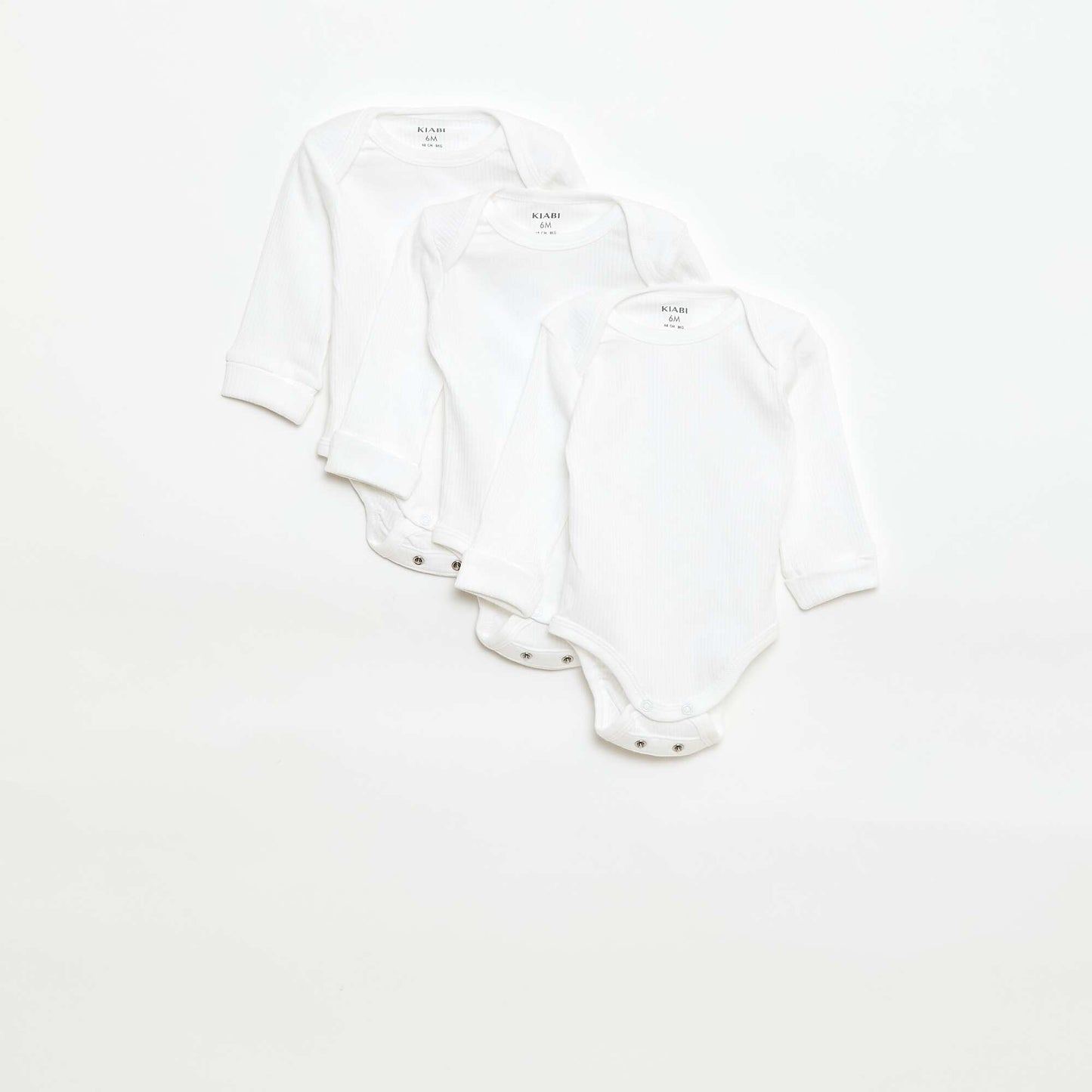 Lot de 3 bodies évolutifs col US et manches longues BLANC
