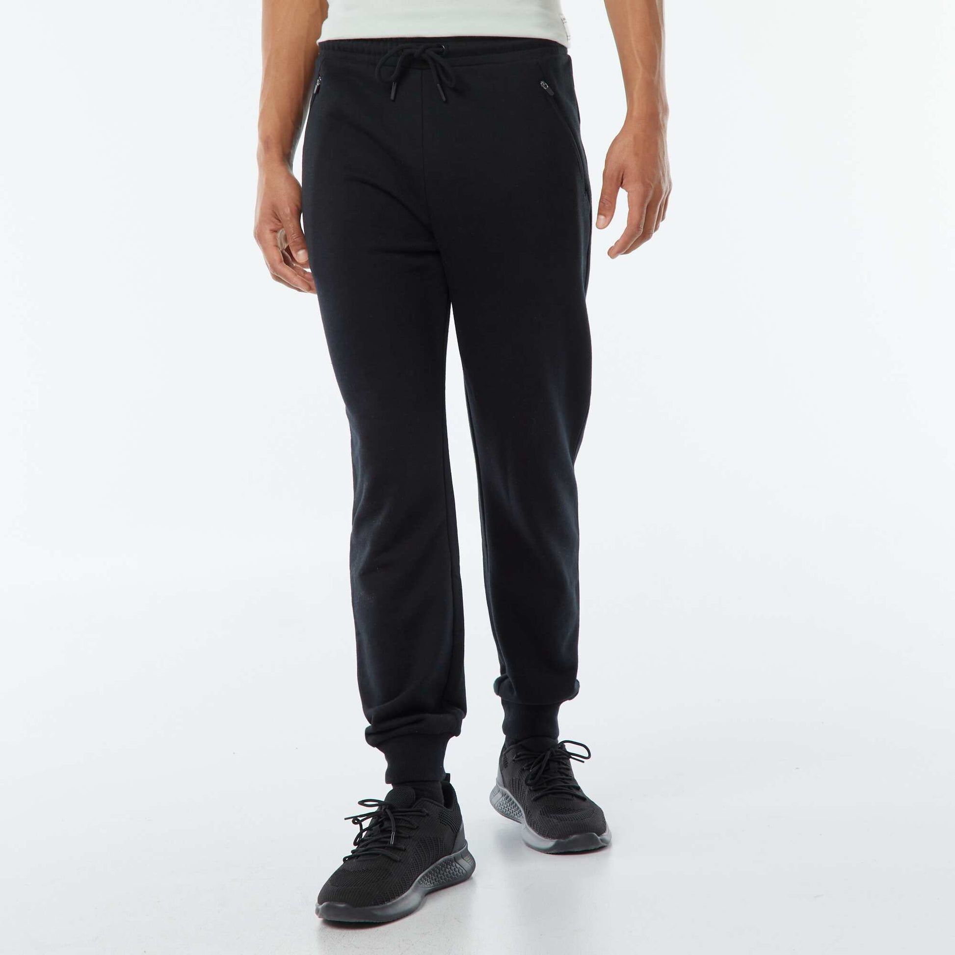 Jogging en molleton léger avec poches zippées NOIR – Kiabi Algérie