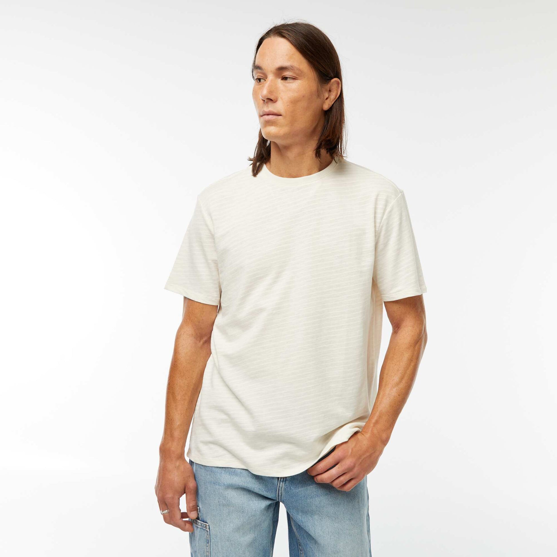 T-shirt manches courtes en maille fantaisie BLANC