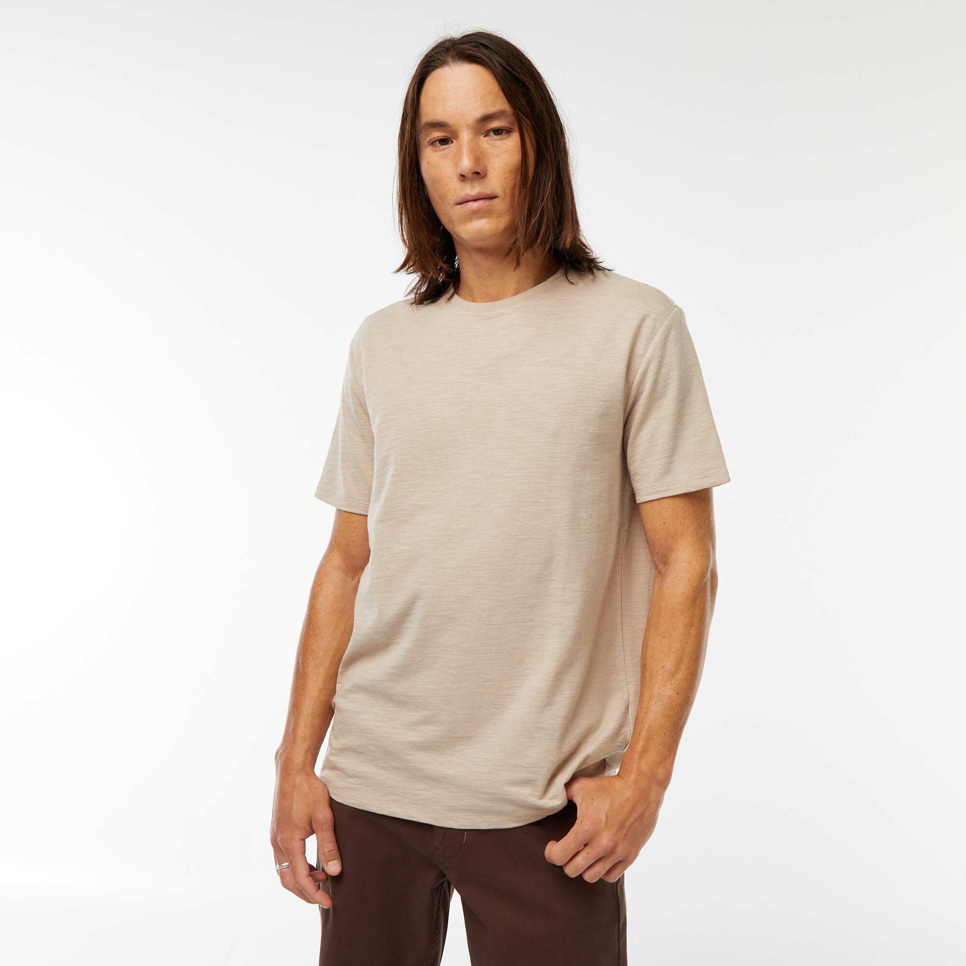 T-shirt manches courtes en maille fantaisie BEIGE