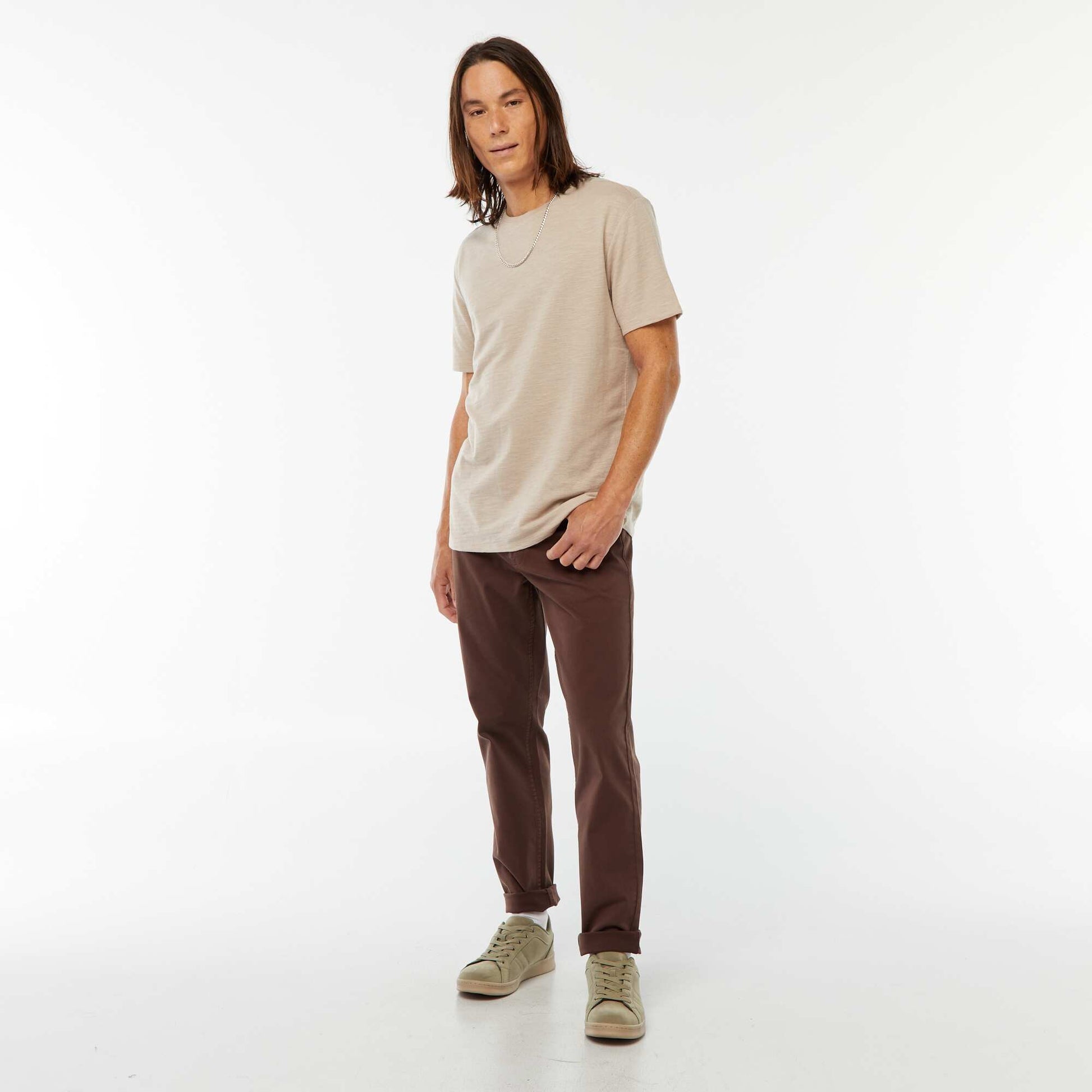 T-shirt manches courtes en maille fantaisie BEIGE