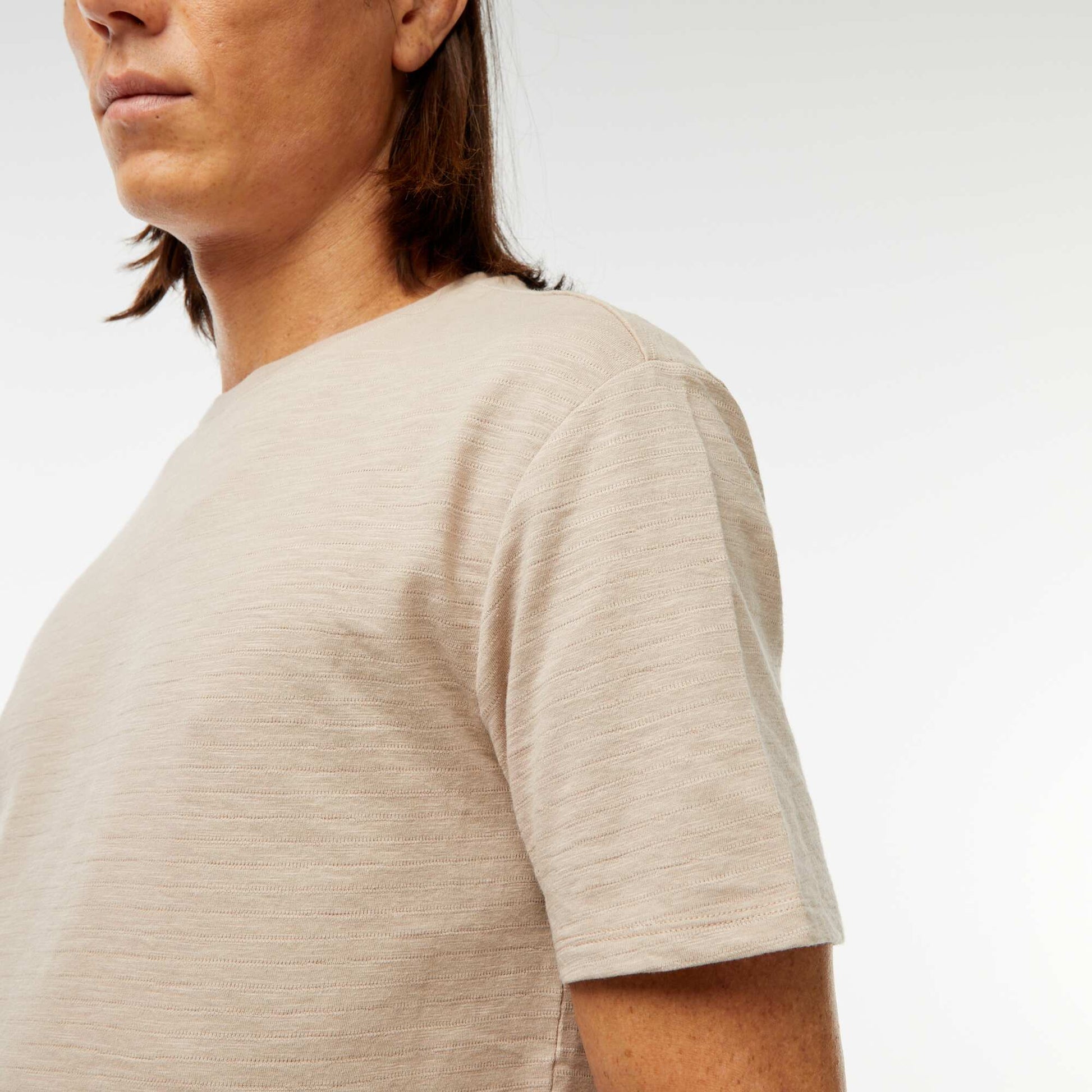 T-shirt manches courtes en maille fantaisie BEIGE