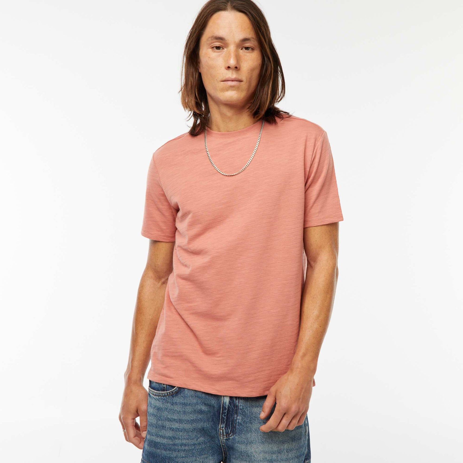 T-shirt manches courtes en maille fantaisie ROSE