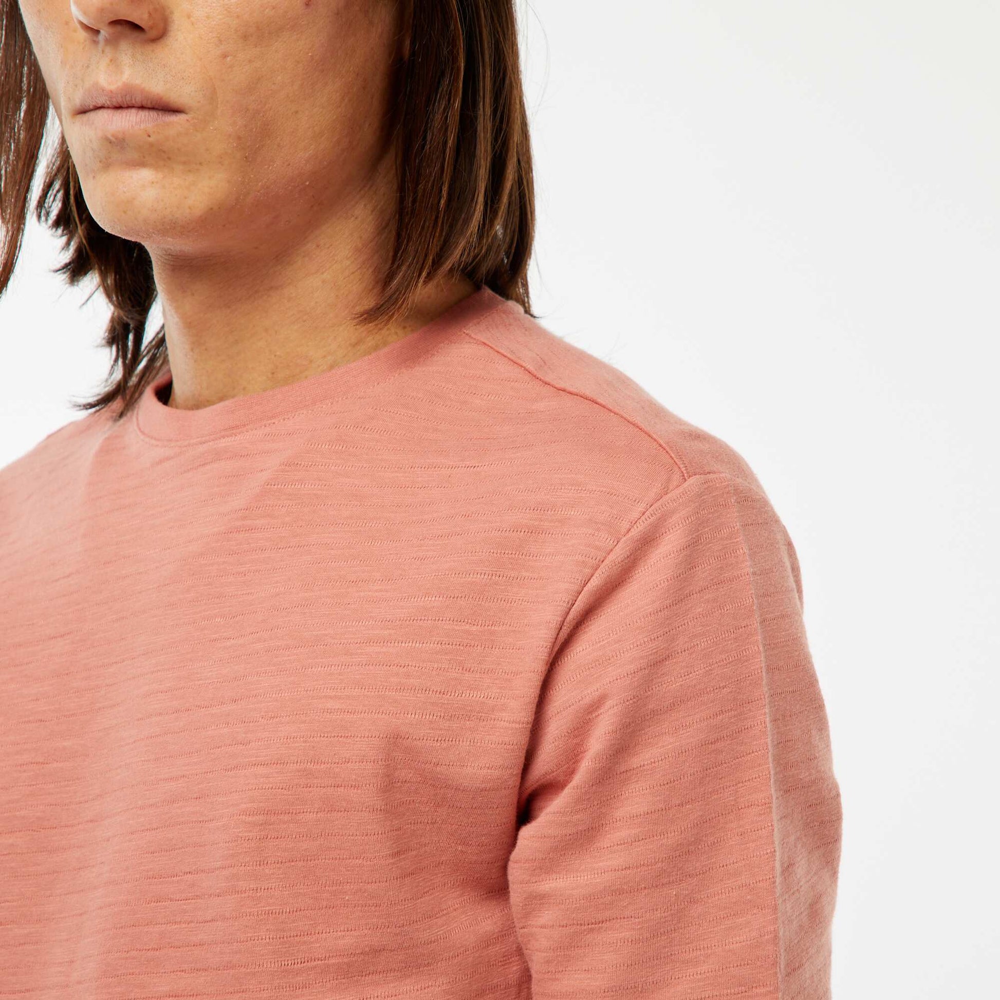 T-shirt manches courtes en maille fantaisie ROSE