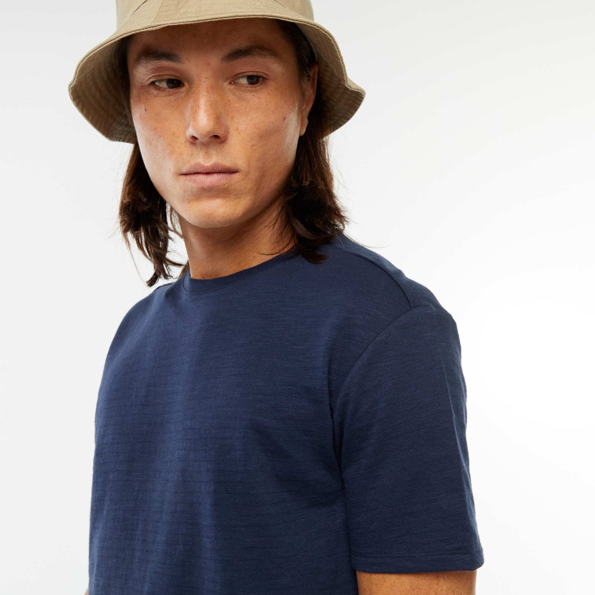 T-shirt manches courtes en maille fantaisie NOIR