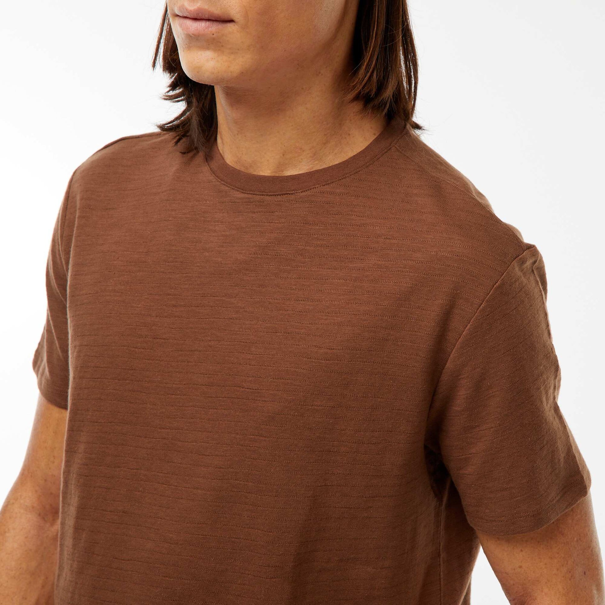 T-shirt manches courtes en maille fantaisie MARRON
