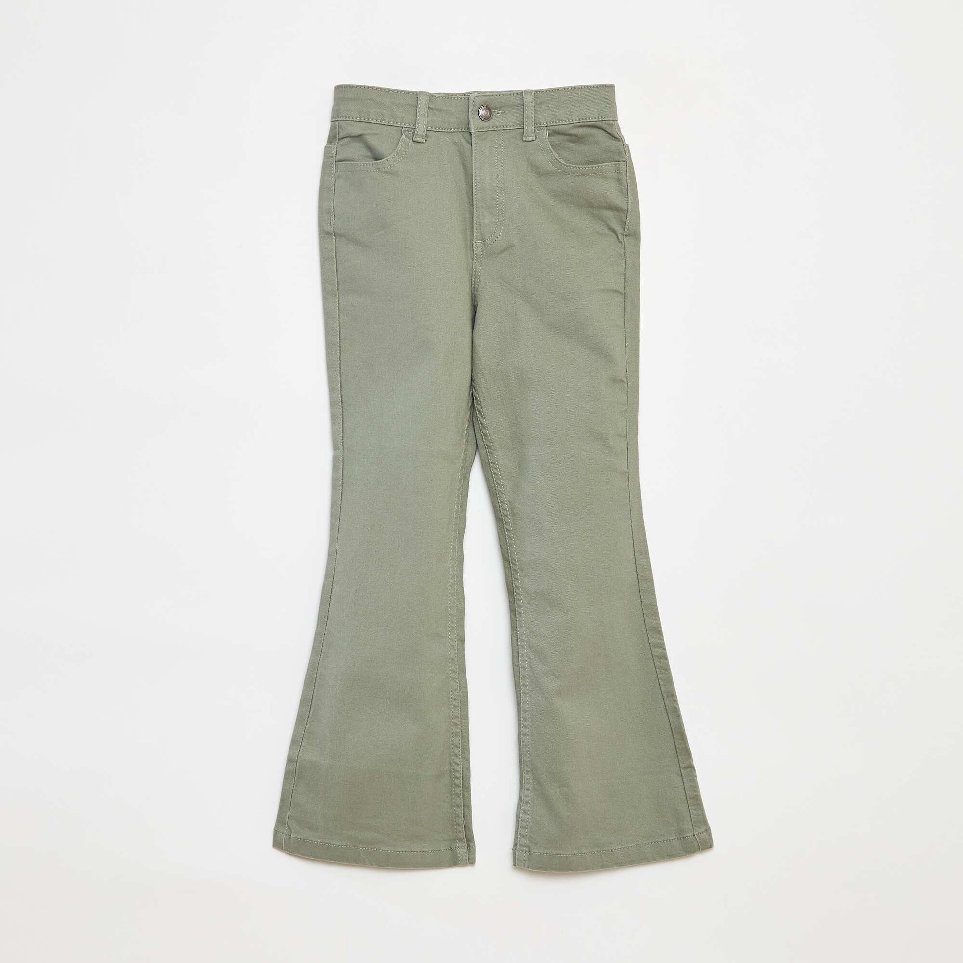 Pantalon flare en twill avec taille ajustable VERT