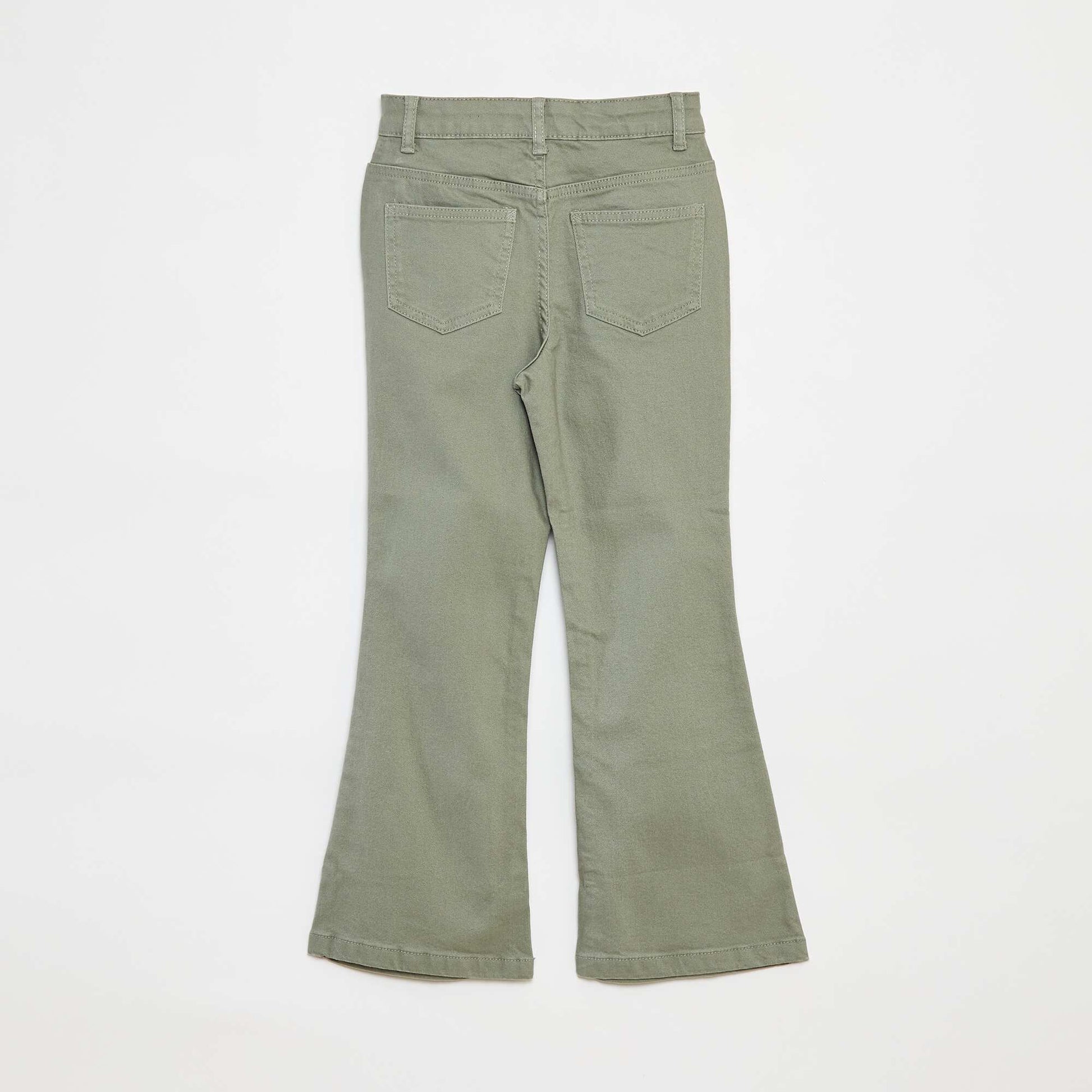 Pantalon flare en twill avec taille ajustable VERT
