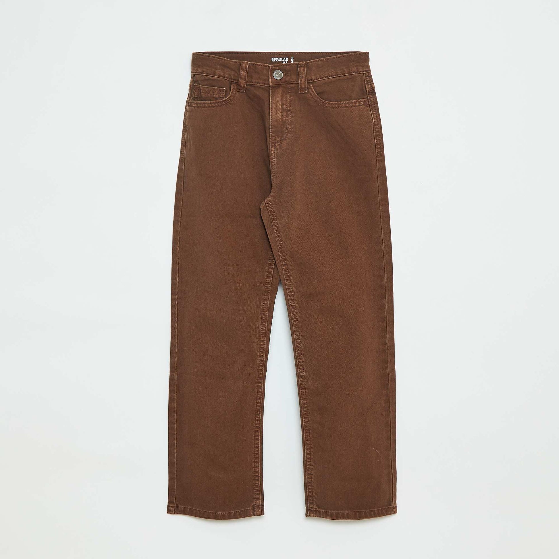 Pantalon droit - regular fit à 5 poches MARRON