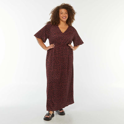 Robe longue unie en maille gaufrée VIOLET