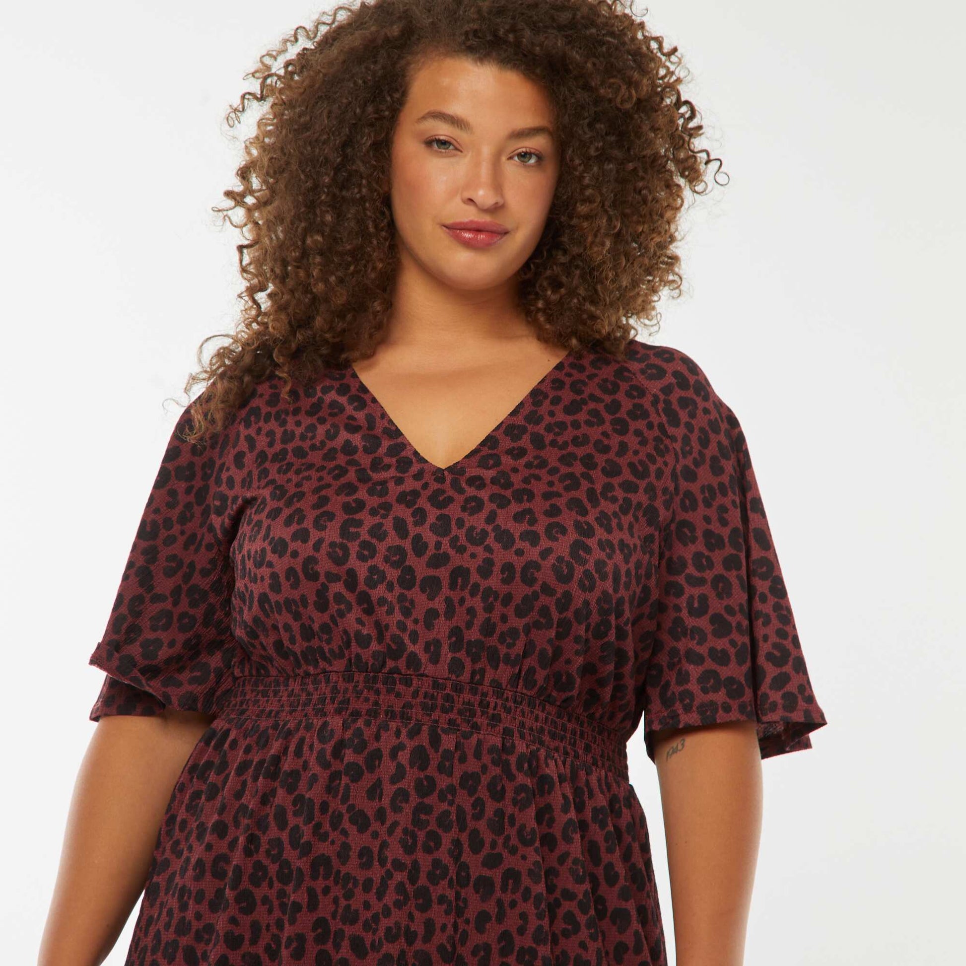Robe longue unie en maille gaufrée VIOLET