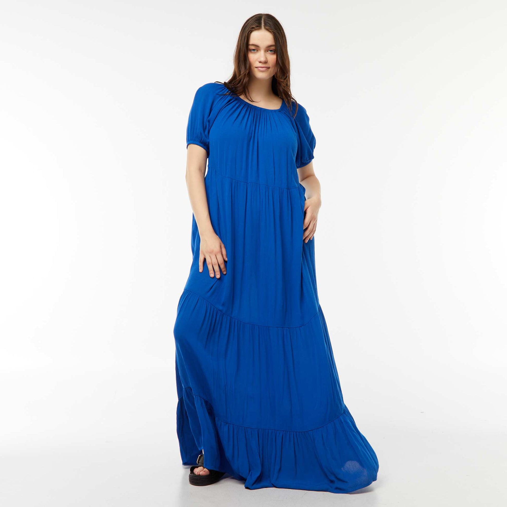 Robe longue à col bardot BLEU
