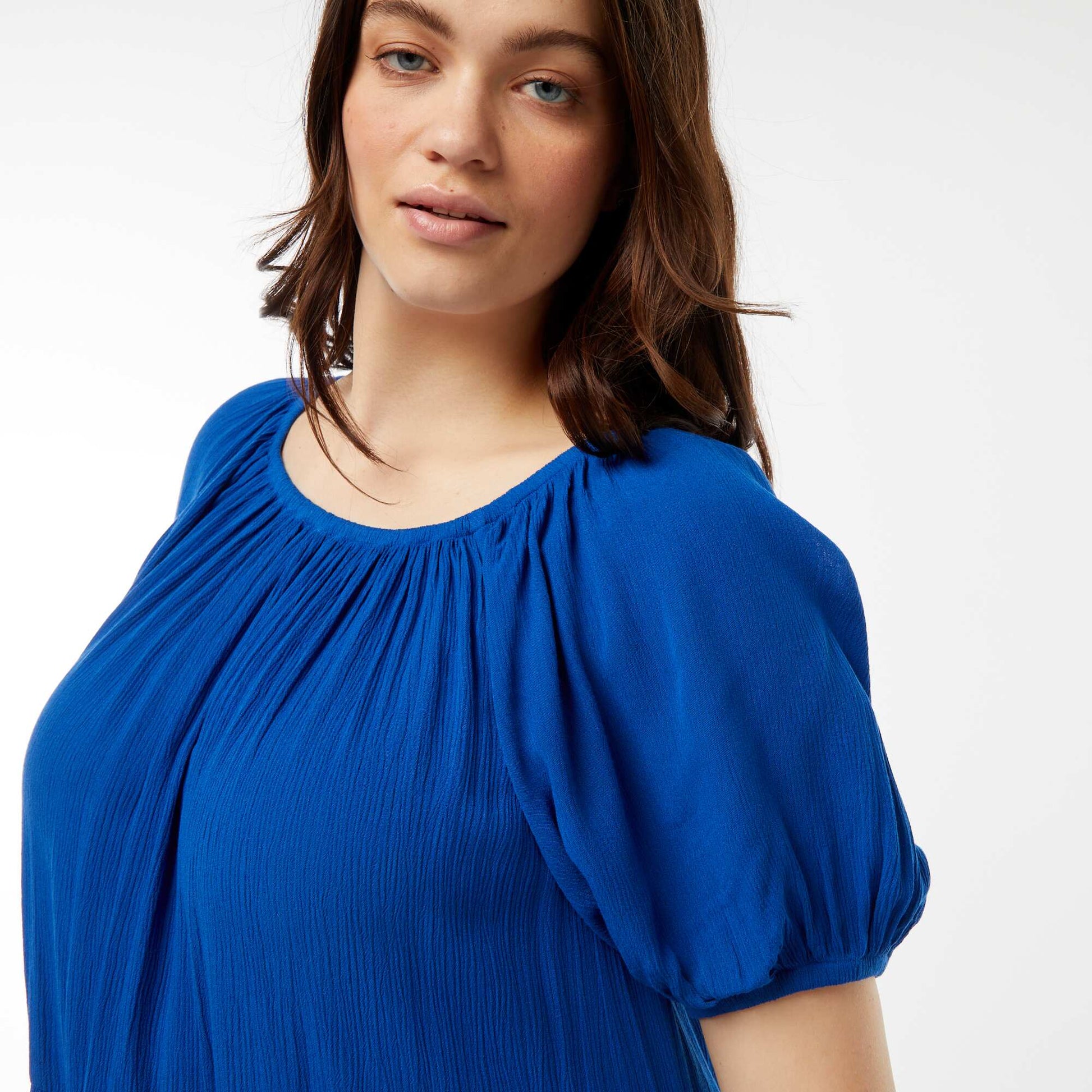 Robe longue à col bardot BLEU