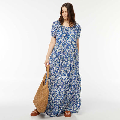 Robe longue à col bardot BLEU