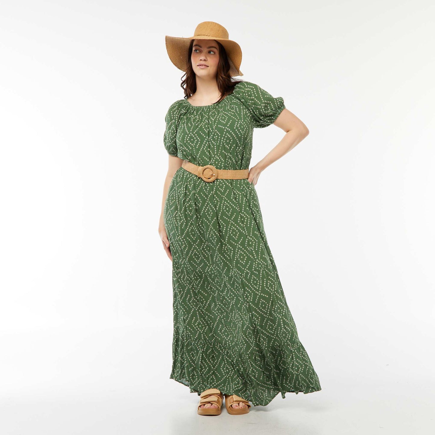 Robe longue à col bardot VERT
