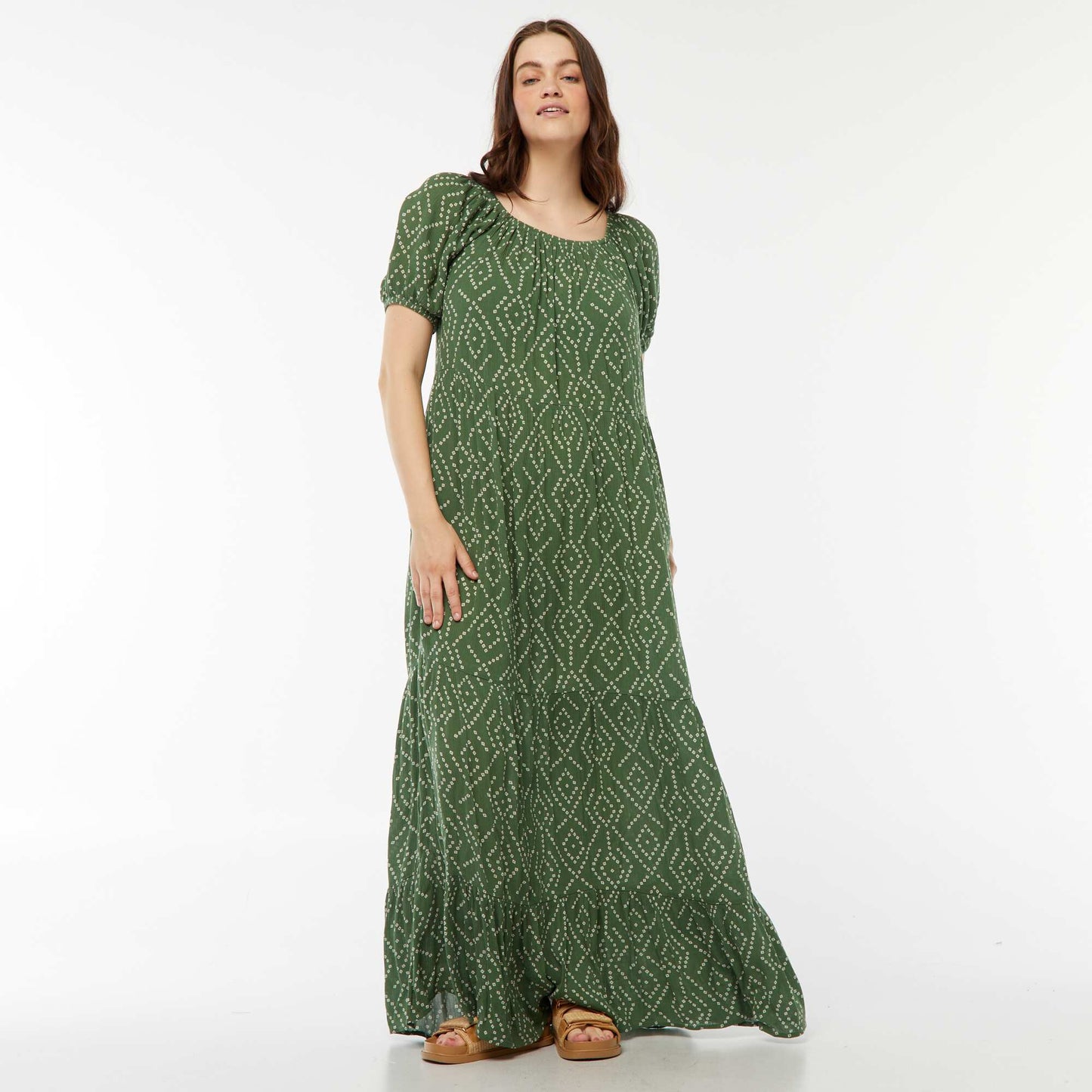 Robe longue à col bardot VERT