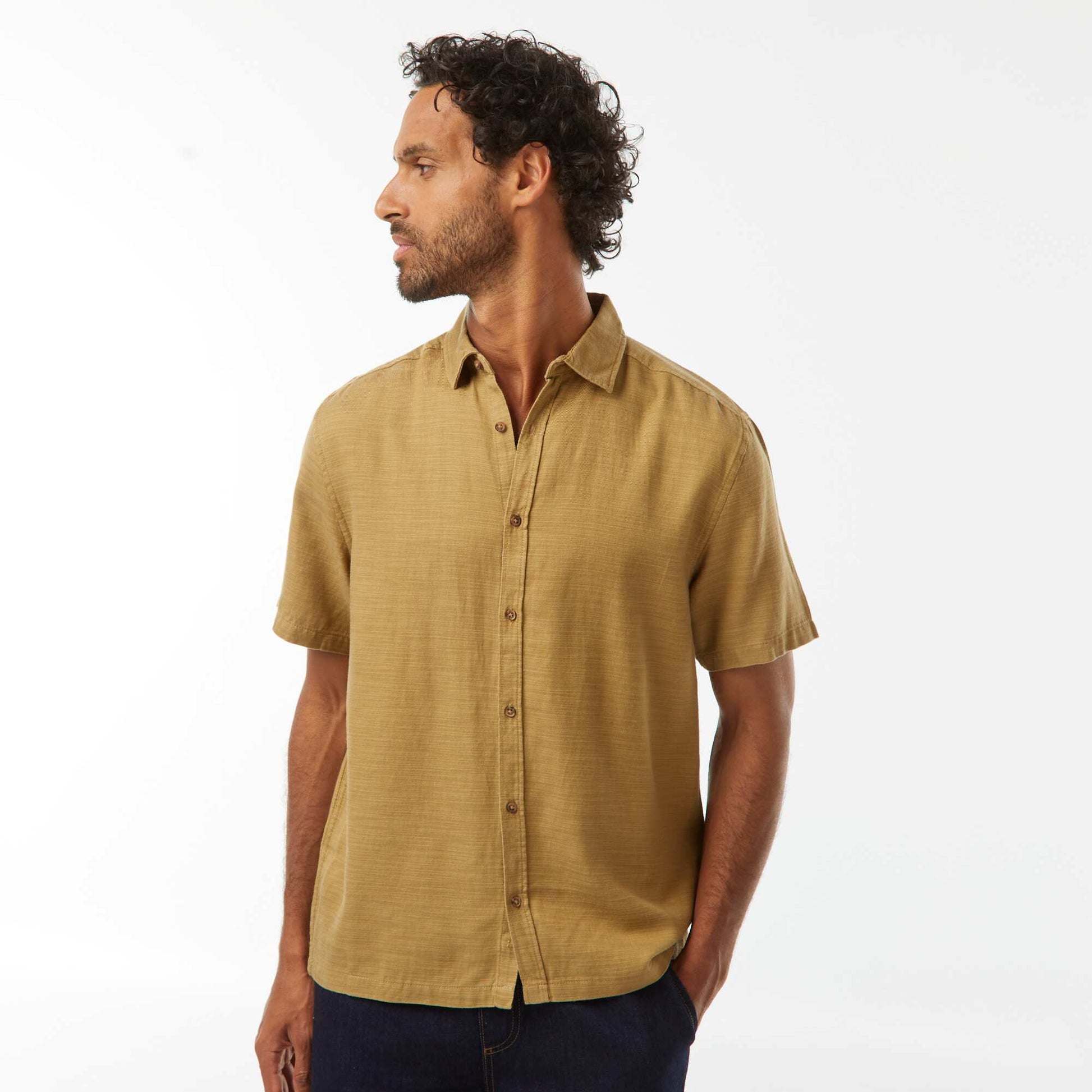 Chemise manches courtes unies VERT