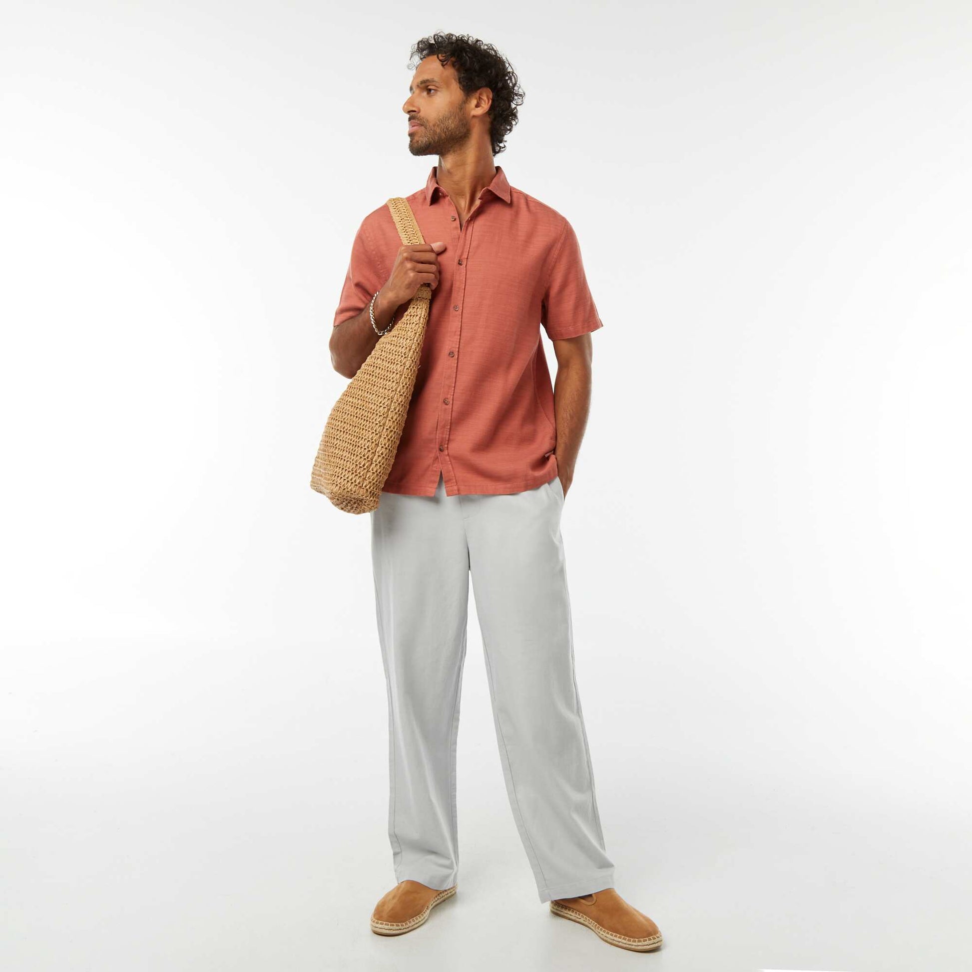 Chemise manches courtes unies ROUGE
