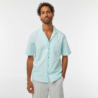 Chemise manches courtes avec poche poitrine BLEU