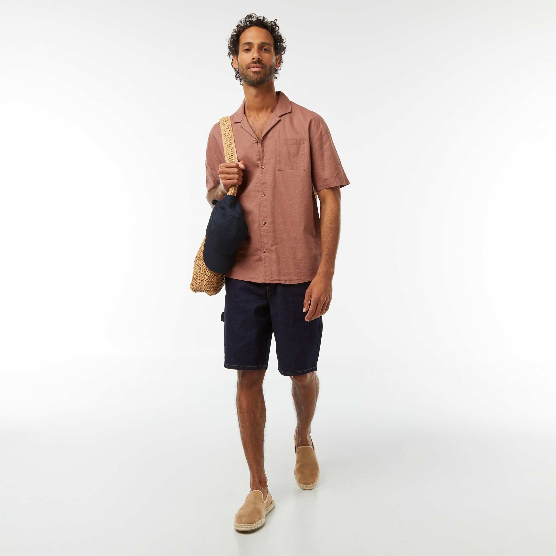 Chemise manches courtes avec poche poitrine MARRON