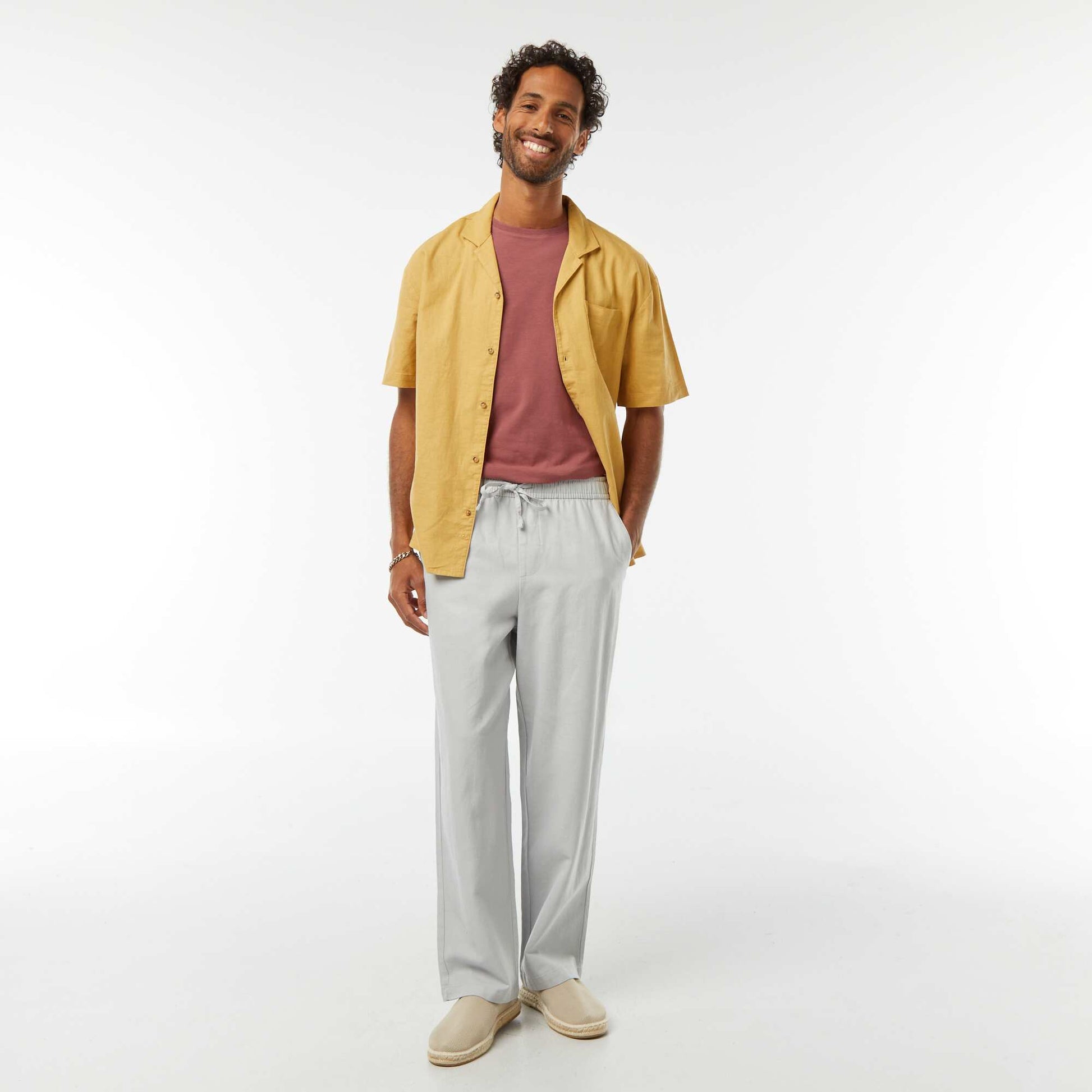 Chemise manches courtes avec poche poitrine JAUNE