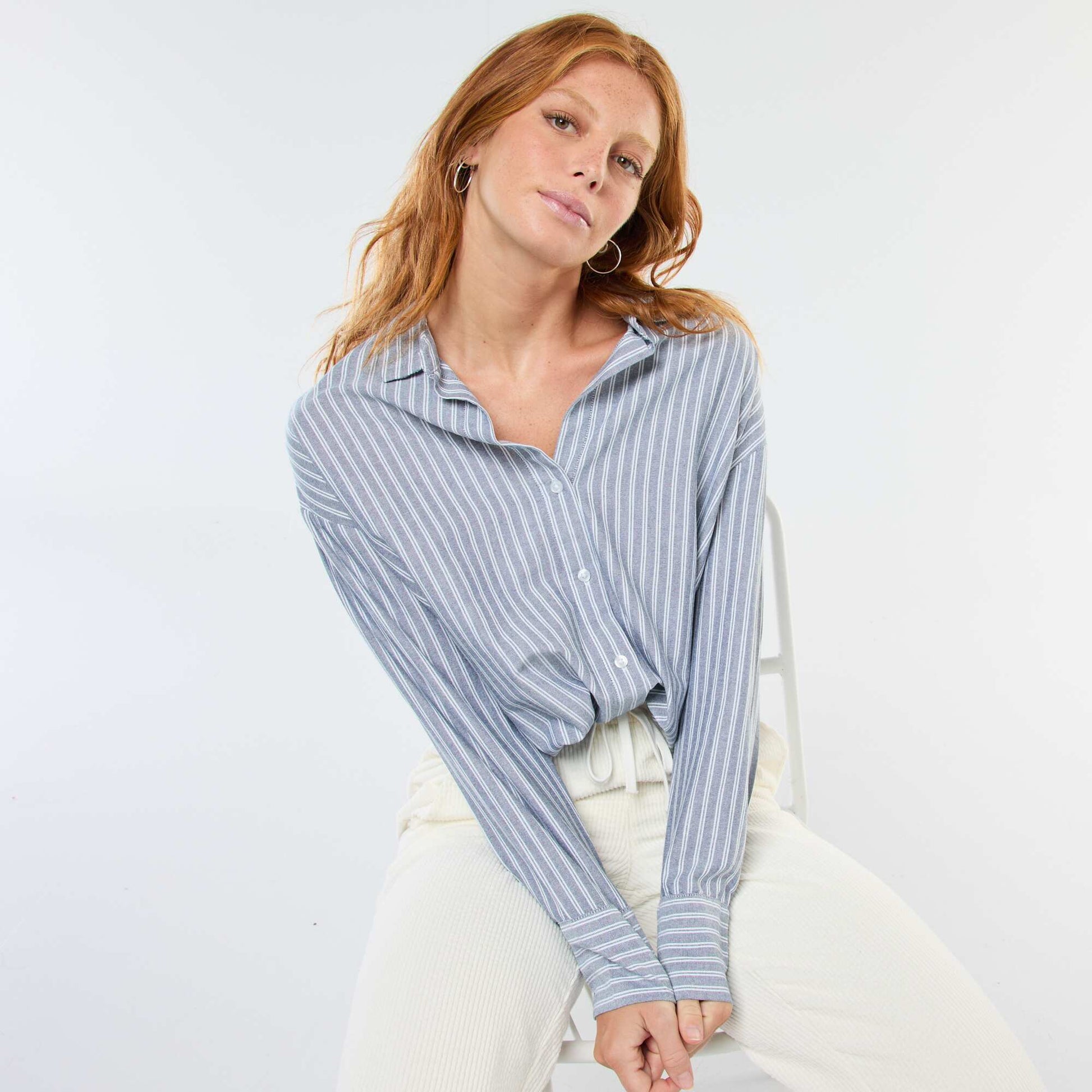 Chemise manches longues oxford GRIS